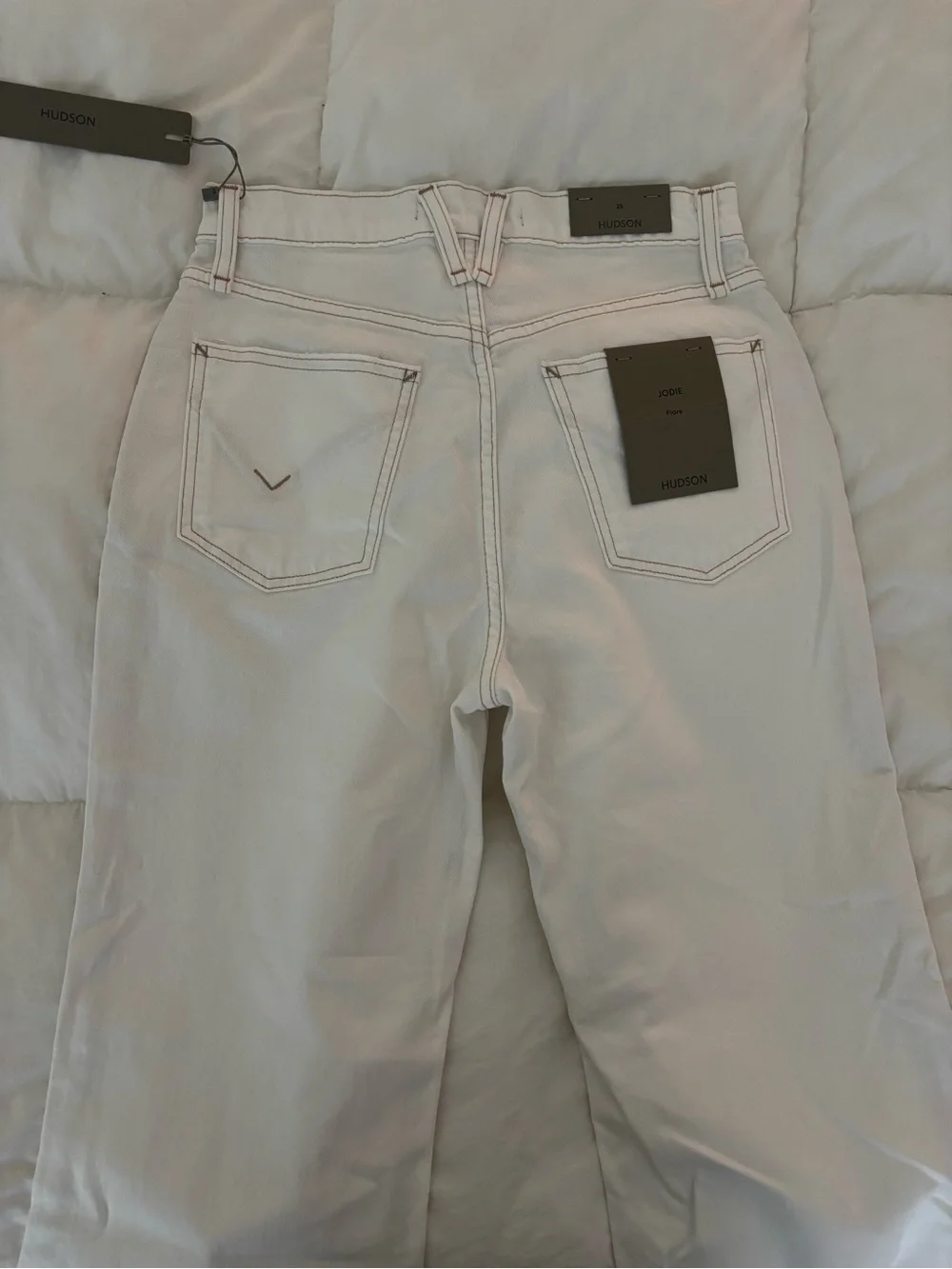 Hudson Jeans White Wide-Leg High-Rise Denim